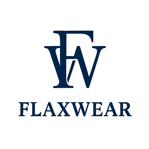 Flaxwears logo on a black background representing the brand identity