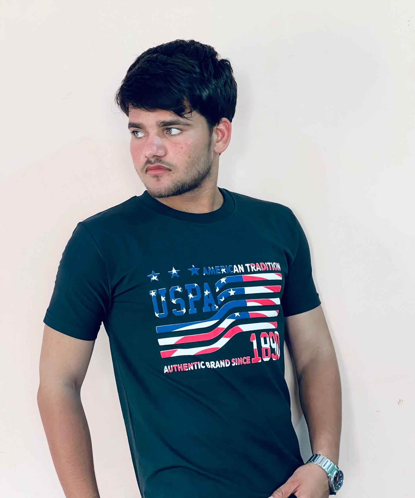 US Polo Assn. Graphic T-Shirt with Flag Design